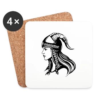 Viking Woman Warrior - Coasters (set of 4) - white - Front