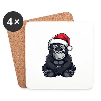 Gorille Noël mignon - Dessous de verre (lot de 4) - blanc - Devant