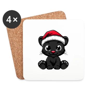 Panther Christmas Cute - Coasters (set of 4) - white - Front