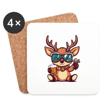 Hirsch Ski Beer - Coasters (set of 4) - white - Front