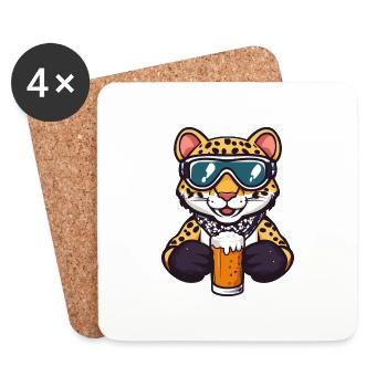 Leopard Ski Beer - Coasters (set of 4) - white - Front