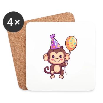 Monkey Birthday Baby - Coasters (set of 4) - white - Front