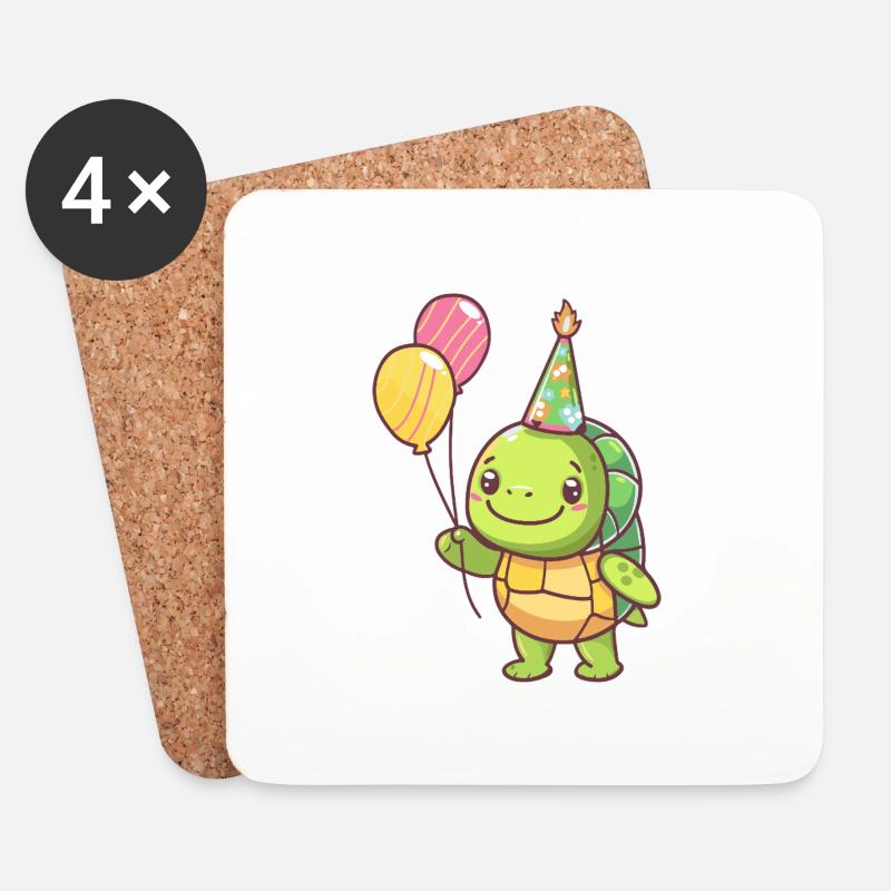 Schildkröte Geburtstag Baby - Untersetzer (4er-Set) - Weiß
