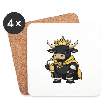 Stier Bier Lustig - Untersetzer (4er-Set) - Weiß - Vorne