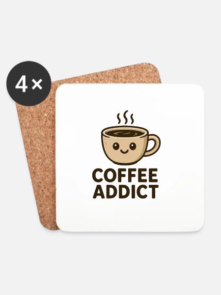 Coffee addict - Untersetzer (4er-Set) - Weiß