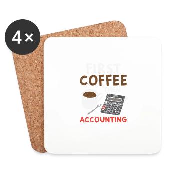 First Coffee Then Accounting - Untersetzer (4er-Set) - Weiß - Vorne