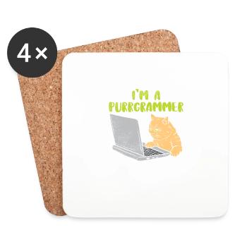 Je suis un Purrgrammer pour programmeur informatique - Dessous de verre (lot de 4) - blanc - Devant