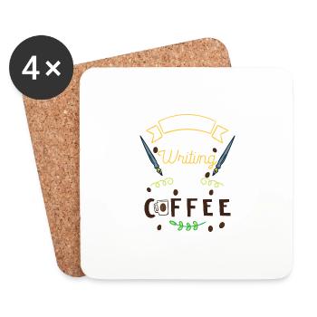 Fueled By Writing And Coffee - Coasters (set of 4) - white - Front