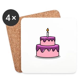 Anniversaire gâteau d'anniversaire - Dessous de verre (lot de 4) - blanc - Devant