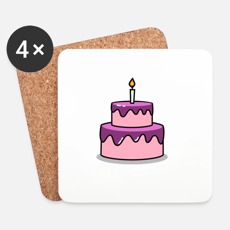 Geburtstagstorte Geburtstag - Untersetzer (4er-Set) - Weiß