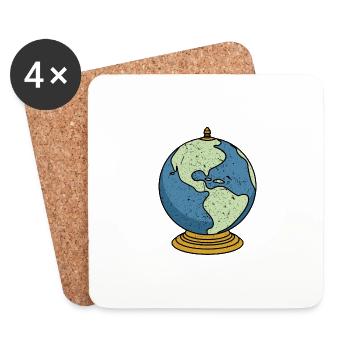 Vintage Tabletop Desk Globe - Untersetzer (4er-Set) - Weiß - Vorne