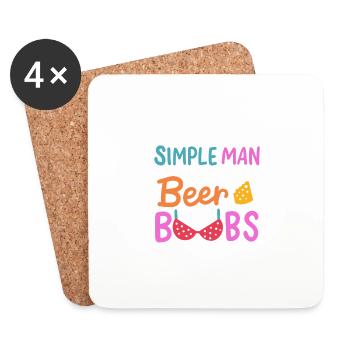 Beer And Boobs - Untersetzer (4er-Set) - Weiß - Vorne