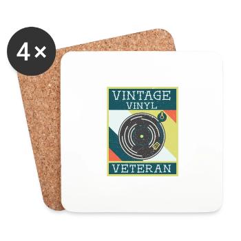 Vintage Vinyl Veteran - Untersetzer (4er-Set) - Weiß - Vorne