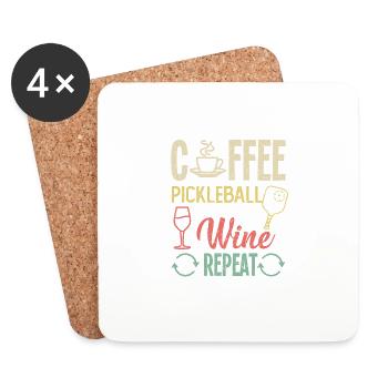 Coffee Pickleball Wine Repeat - Untersetzer (4er-Set) - Weiß - Vorne
