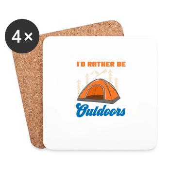 I'd Rather Be Outdoors - Untersetzer (4er-Set) - Weiß - Vorne