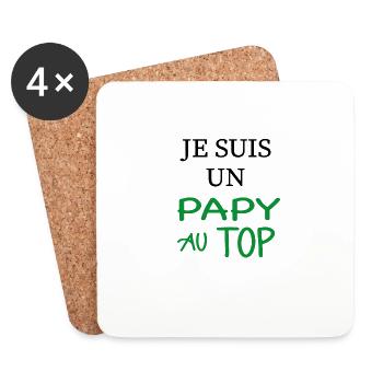 Papy au top - Dessous de verre (lot de 4) - blanc - Devant