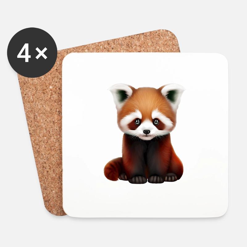 Roter Panda - Untersetzer (4er-Set) - Weiß