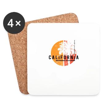 Venice Beach California Cool Native Palm Tree - Coasters (set of 4) - white - Front