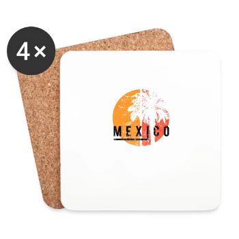 Artistic Mexico Cool Palm Tree Vacation Souvenir - Coasters (set of 4) - white - Front