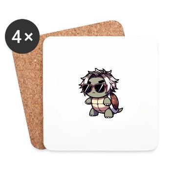 Tortue crapaud froide - Dessous de verre (lot de 4) - blanc - Devant