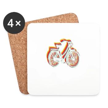 Colorful City Bike Cheerful Urban Biker - Coasters (set of 4) - white - Front