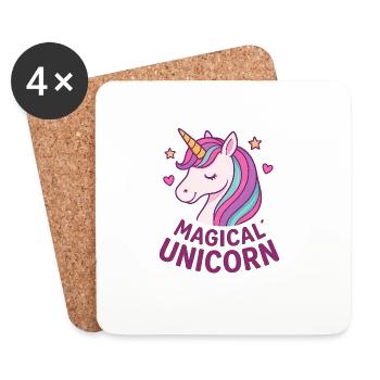 Licorne magique Pastel Shine - Dessous de verre (lot de 4) - blanc - Devant