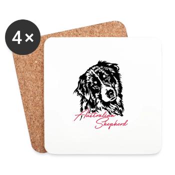 Australian Shepherd Aussie Dog Wilsigns Dog - Coasters (set of 4) - white - Front