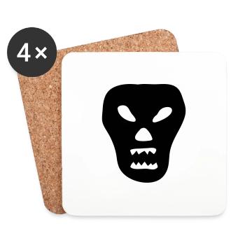 tête de mort diable crâne tête démon pirat sarg - Dessous de verre (lot de 4) - blanc - Devant