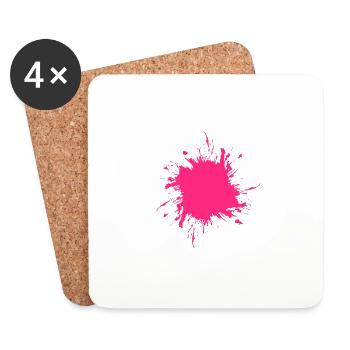 Tache couleur pulvérisé saletés rose sale rose - Dessous de verre (lot de 4) - blanc - Devant