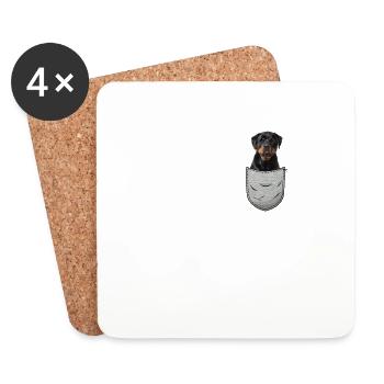 Rottweiler in the breast pocket pocket for Hundebes - Coasters (set of 4) - white - Front