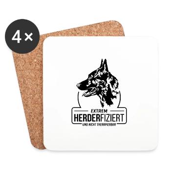 HERDERFIZIERT Hollandse Herder Hunde Hund Wilsigns - Untersetzer (4er-Set) - Weiß - Vorne