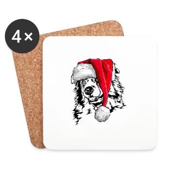 Santa AUSTRALIAN SHEPHERD Noël Wilsigns - Dessous de verre (lot de 4) - blanc - Devant