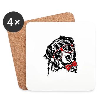 AUSTRALIAN SHEPHERD Brille Hunde Hund Aussie - Untersetzer (4er-Set) - Weiß - Vorne