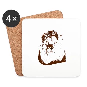 Lion - Dessous de verre (lot de 4) - blanc - Devant