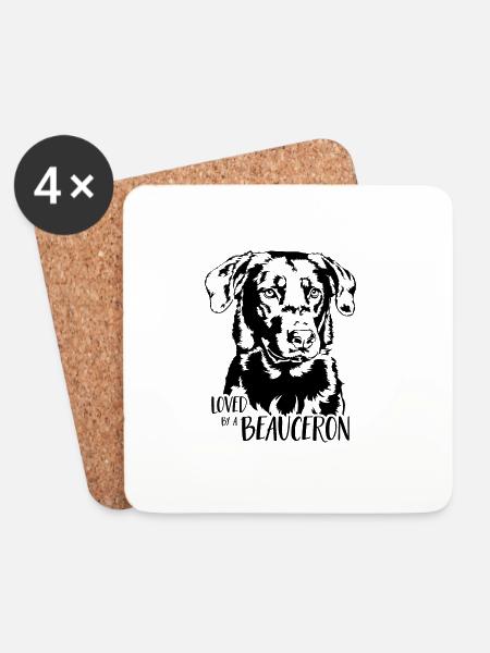 Loved by a BEAUCERON Dog Saying Dogs Wilsigns - Coasters (set of 4) - white