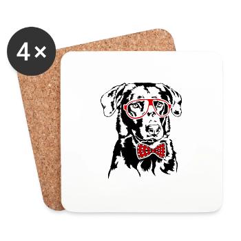 BEAUCERON Glasses Fly Dogs Dog Wilsigns - Coasters (set of 4) - white - Front