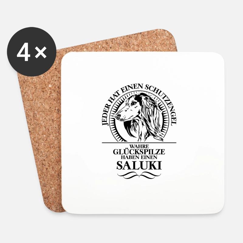 SALUKI Schutzengel Hundespruch Hunde Wilsigns - Untersetzer (4er-Set) - Weiß