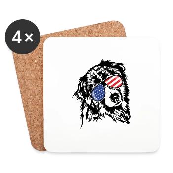 AUSTRALIAN SHEPHERD America Flag Aussie Wilsigns - Coasters (set of 4) - white - Front