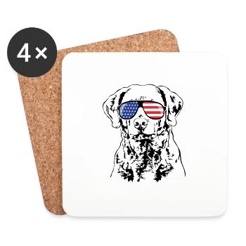 CHESAPEAKE BAY RETRIEVER America Flag Goggles Dog - Dessous de verre (lot de 4) - blanc - Devant