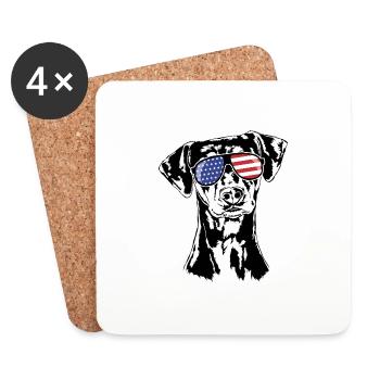 GERMAN PINSCHER Amérique Flag Dogs Wilsigns - Dessous de verre (lot de 4) - blanc - Devant