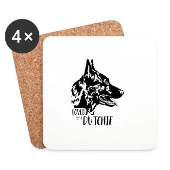 Aimé par un hollandais Hollandse Herder Hundespruch - Dessous de verre (lot de 4) - blanc - Devant