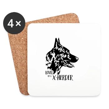 Aimé par un chien de berger X Dog Saying Wilsigns - Dessous de verre (lot de 4) - blanc - Devant