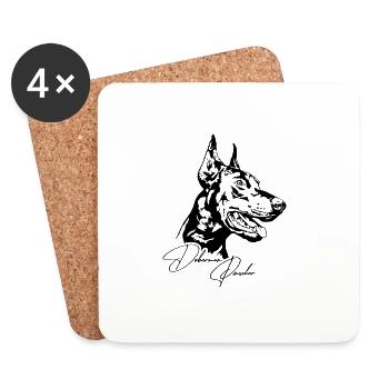 Doberman Pinscher Chien Portrait Chiens Wilsigns - Dessous de verre (lot de 4) - blanc - Devant