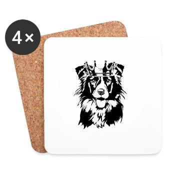 Border Collie Crown Dog Dogs Wilsigns - Dessous de verre (lot de 4) - blanc - Devant