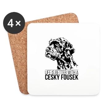 Cesky Fousek la vie est meilleure Dog Wilsigns - Dessous de verre (lot de 4) - blanc - Devant