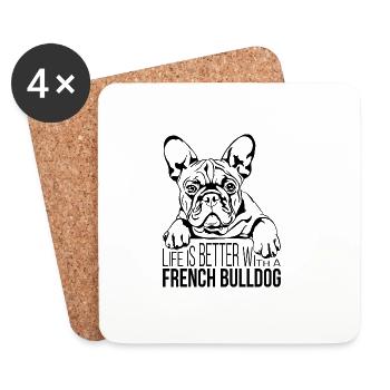 La vie de bouledogue français est meilleure Dog Dog Wilsigns - Dessous de verre (lot de 4) - blanc - Devant