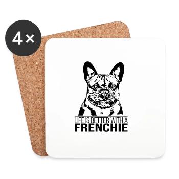 La vie des Frenchies est meilleure Bulldog Dogs Wilsigns - Dessous de verre (lot de 4) - blanc - Devant