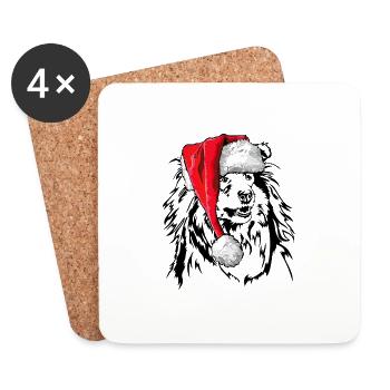 Santa Longhair Collie Christmas Dogs Wilsigns - Coasters (set of 4) - white - Front