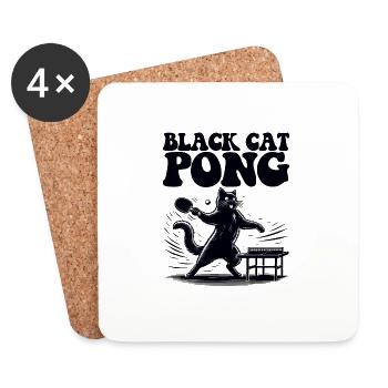 Table Tennis Katze Pingpong Black Cat Dad Outfit - Coasters (set of 4) - white - Front
