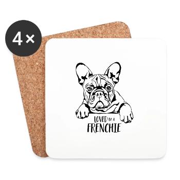 Loved by a Frenchie Dog Saying Bulldog Wilsigns - Coasters (set of 4) - white - Front